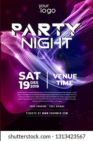 party flyer poster. Futuristic club flyer design template. DJ advertising, digital creative club entertainment. - Vector