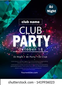 party flyer poster. Futuristic club flyer design template