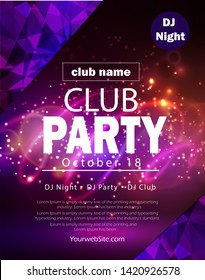 party flyer poster. Futuristic club flyer design template