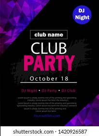 party flyer poster. Futuristic club flyer design template