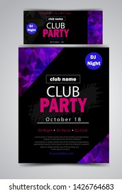 party flyer poster. Futuristic club flyer design template