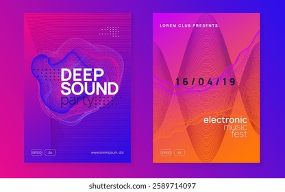 Party Flyer. Psychedelic Audio Invitation. Pink Edm Magazine. Night Club Event. Music Concert Template. Trance Cover. Violet Discotheque Set. Green Party Flyer