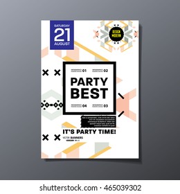 Party Flyer Template. Abstract Geometric Background Design. Vector Illustration.