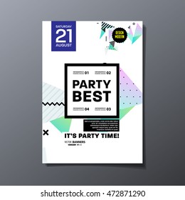 Party Flyer Template. Abstract Geometric Background Design. Vector Illustration.