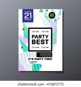 Party Flyer Template. Abstract Geometric Background Design. Vector Illustration.