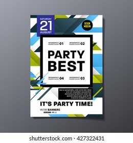 Party Flyer Template. Abstract Vector Design. Abstract Geometric Background.