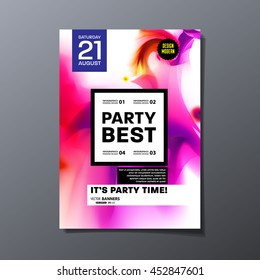 Party Flyer Template. Abstract Watercolor Splash Background Design. Vector Illustration.