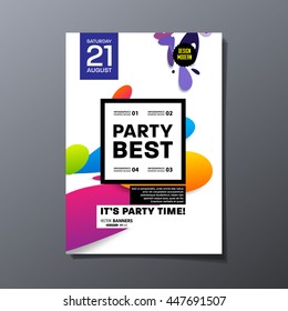 Party Flyer Template Design. Vector Illustration. Abstract Background with Liquid Bubbles Shapes.
