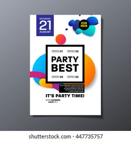 Party Flyer Template Design. Vector Illustration. Abstract Background with Liquid Bubbles Shapes.