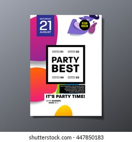 Party Flyer Template Design. Vector Illustration. Abstract Background with Liquid Bubbles Shapes.
