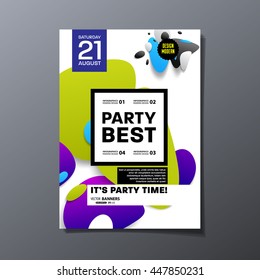 Party Flyer Template Design. Vector Illustration. Abstract Background with Liquid Bubbles Shapes.
