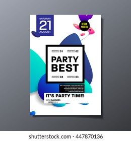 Party Flyer Template Design. Vector Illustration. Abstract Background with Liquid Bubbles Shapes.