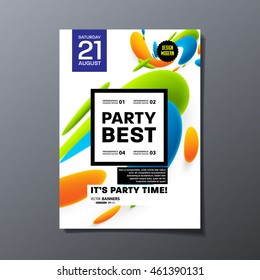 Party Flyer Template Design. Vector Illustration. Abstract Background with Liquid Bubbles Shapes.