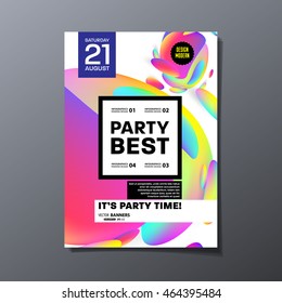 Party Flyer Template Design. Vector Illustration. Abstract Background with Liquid Bubbles Shapes.