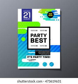 Party Flyer Template Design. Vector Illustration. Abstract Background with Liquid Bubbles Shapes.