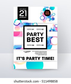 Party Flyer Template Design. Vector Illustration. Abstract Background with Liquid Bubbles Shapes.