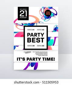 Party Flyer Template Design. Vector Illustration. Abstract Background with Liquid Bubbles Shapes.