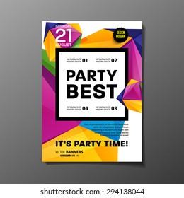 Party Flyer Template. Vector Design. Abstract Geometric Background.