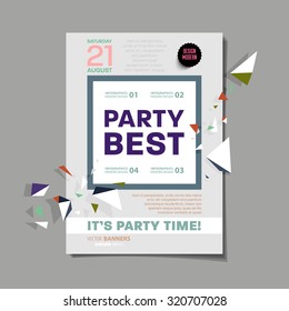 Party Flyer Template. Vector Design. Abstract Geometric Background.