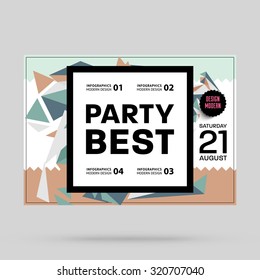 Party Flyer Template. Vector Design. Abstract Geometric Background.