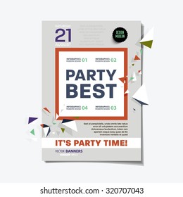 Party Flyer Template. Vector Design. Abstract Geometric Background.