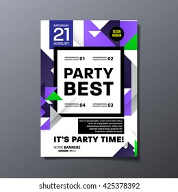 Party Flyer Template. Vector Design. Abstract Geometric Background.