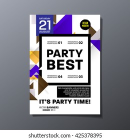 Party Flyer Template. Vector Design. Abstract Geometric Background.