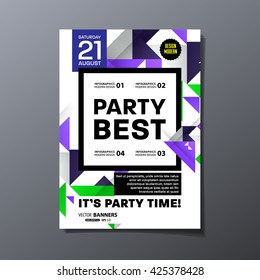 Party Flyer Template. Vector Design. Abstract Geometric Background.