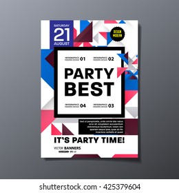 Party Flyer Template. Vector Design. Abstract Geometric Background.