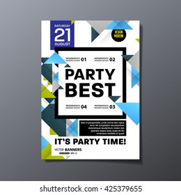 Party Flyer Template. Vector Design. Abstract Geometric Background.