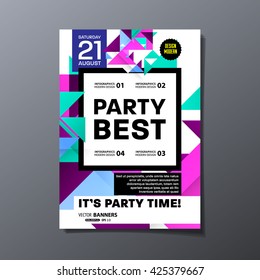 Party Flyer Template. Vector Design. Abstract Geometric Background.