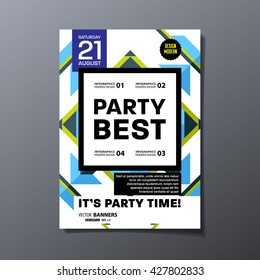 Party Flyer Template. Vector Design. Abstract Geometric Background.