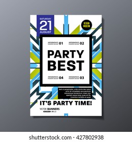 Party Flyer Template. Vector Design. Abstract Geometric Background.