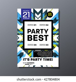 Party Flyer Template. Vector Design. Abstract Geometric Background.