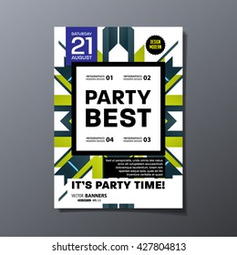 Party Flyer Template. Vector Design. Abstract Geometric Background.