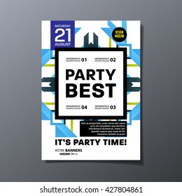 Party Flyer Template. Vector Design. Abstract Geometric Background.