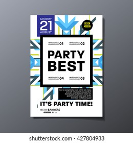 Party Flyer Template. Vector Design. Abstract Geometric Background.