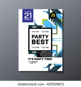 Party Flyer Template. Vector Design. Abstract Geometric Background.