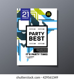 Party Flyer Template. Vector Design. Abstract Geometric Background.