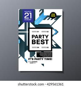 Party Flyer Template. Vector Design. Abstract Geometric Background.