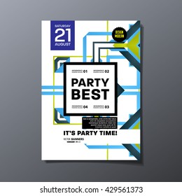 Party Flyer Template. Vector Design. Abstract Geometric Background.