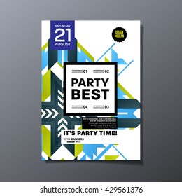 Party Flyer Template. Vector Design. Abstract Geometric Background.