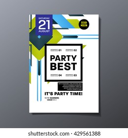 Party Flyer Template. Vector Design. Abstract Geometric Background.