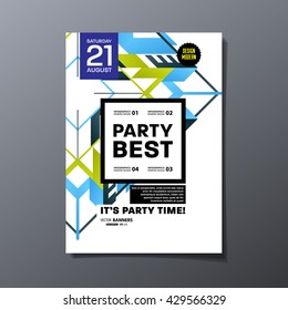 Party Flyer Template. Vector Design. Abstract Geometric Background.