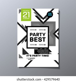 Party Flyer Template. Vector Design. Abstract Geometric Background.