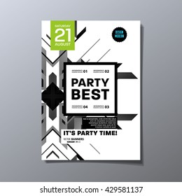 Party Flyer Template. Vector Design. Abstract Geometric Background.