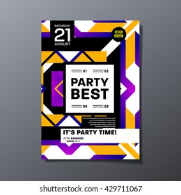 Parteifliegervorlage. Vektordesign. Abstrakter geometrischer Hintergrund.