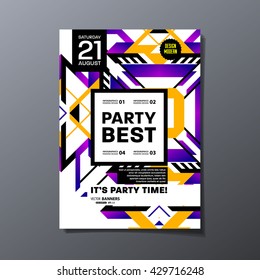Party Flyer Template. Vector Design. Abstract Geometric Background.