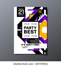 Party Flyer Template. Vector Design. Abstract Geometric Background.