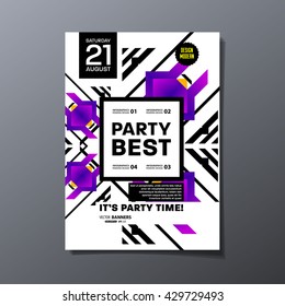 Party Flyer Template. Vector Design. Abstract Geometric Background.